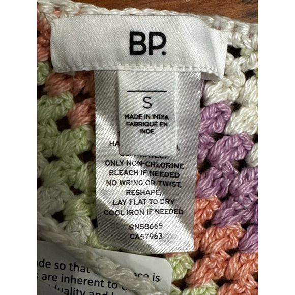 BP. Womens Crop Top Multicolor Stripe Halter Neck Crochet Backless Tie S New - Picture 9 of 10